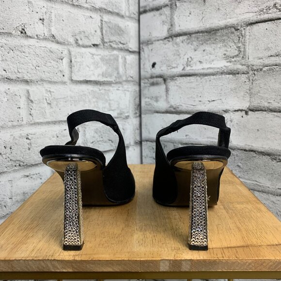 Stuart Weitzman Black Heels with Gold Accents - Picture 7 of 13